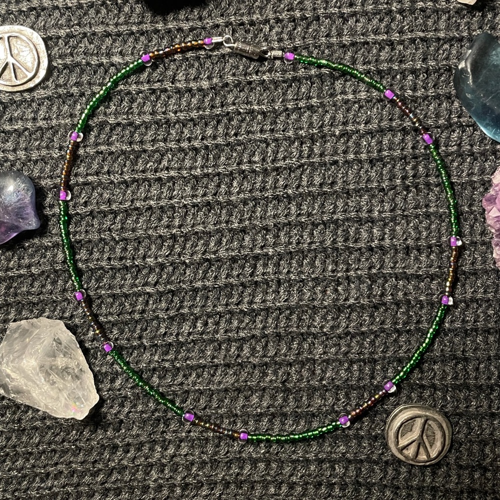 New Green Beaded Choker Necklace